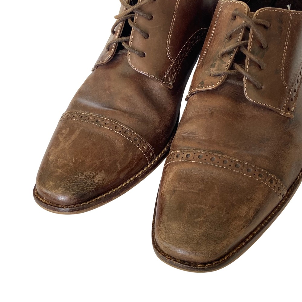 Florsheim Brown Leather‎ Cap Toe Castellano Shoes Distressed Size 9.5 D - Picture 3 of 10